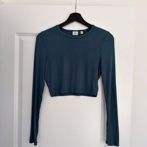 Aritzia Teal Long Sleeve Crop Top